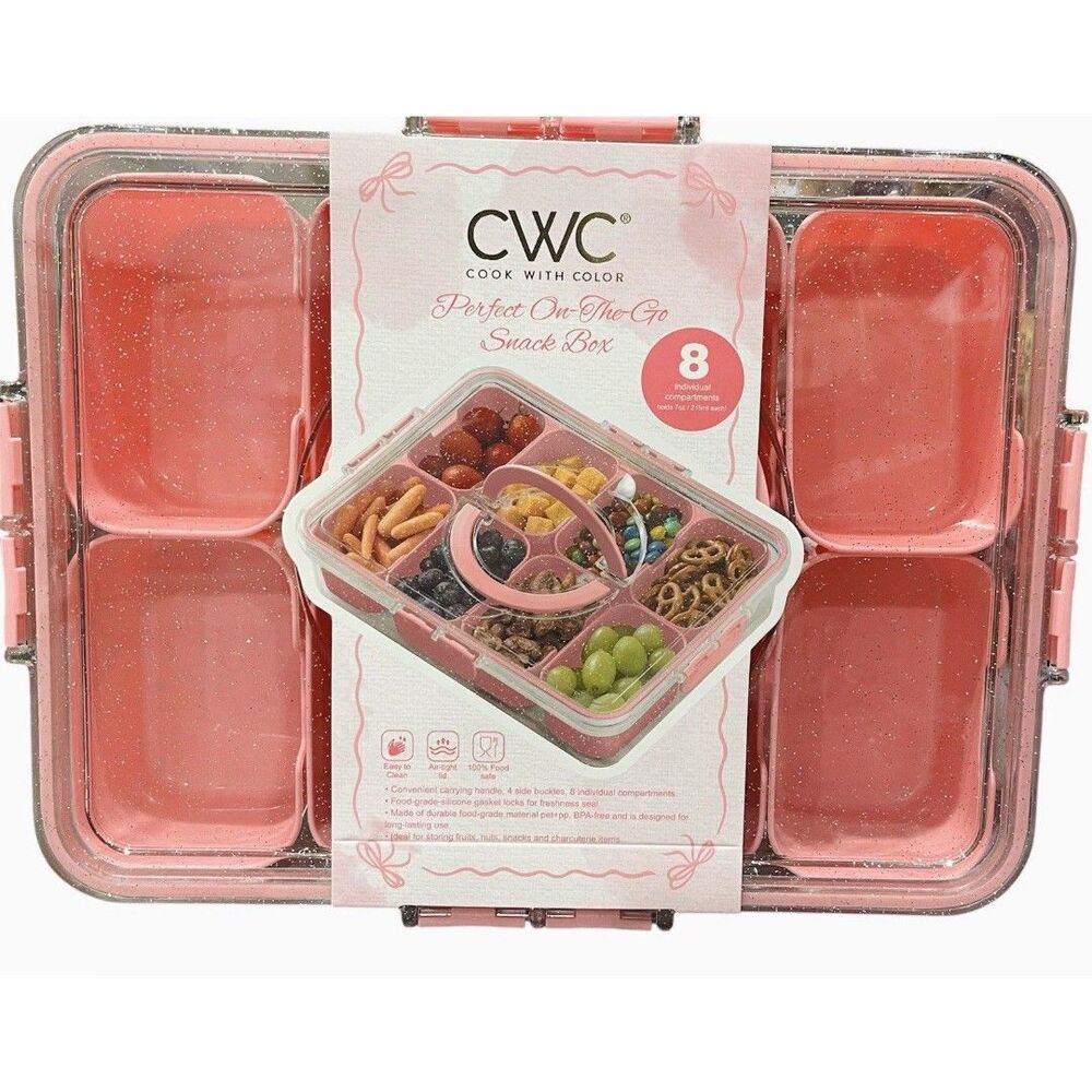 Cook With Color Perfect On The Go Snack Box 8 Containers Pink Sparkles Lunch Box